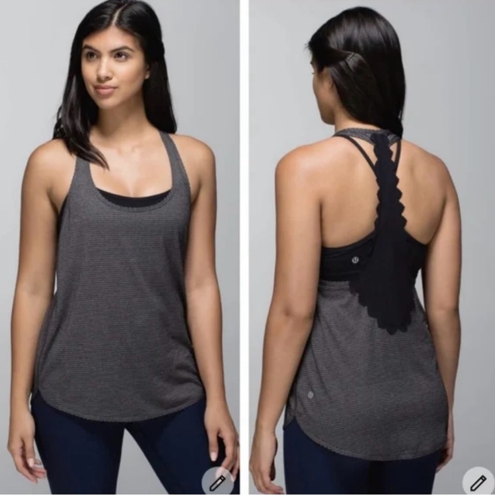lululemon athletica Black Racerback Mesh-Back Tank